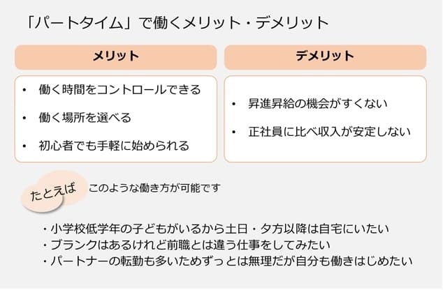 パートタイムで働くメリットデメリット