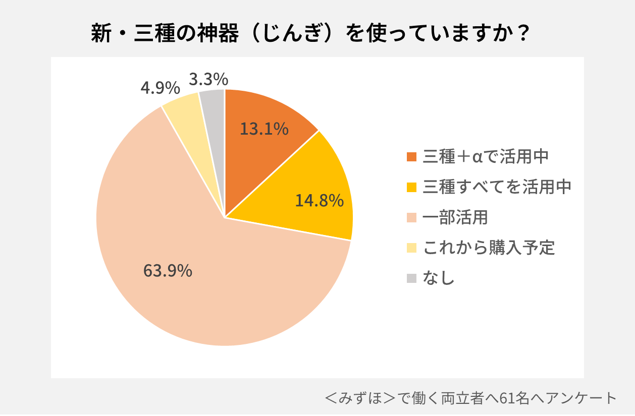 円グラフ「三種の神器使用結果」