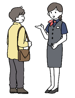 イラスト：ロビー担当者の接客様子